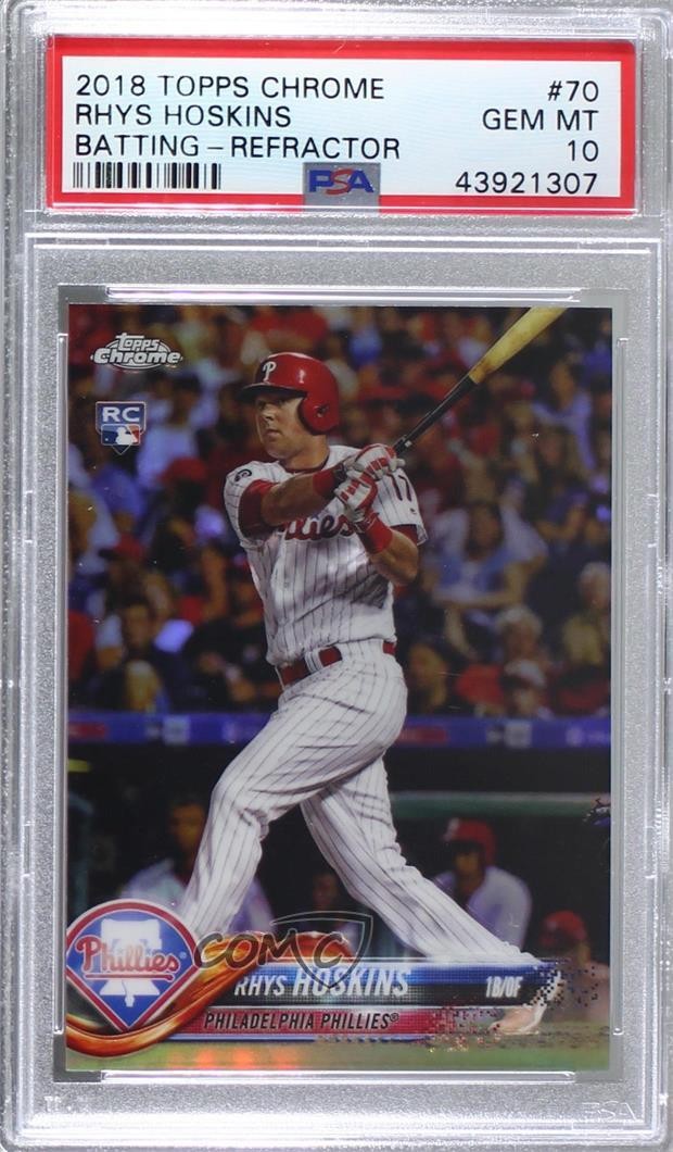 2018 Topps Chrome Refractor Rhys Hoskins #70 PSA 10 GEM MT v9t