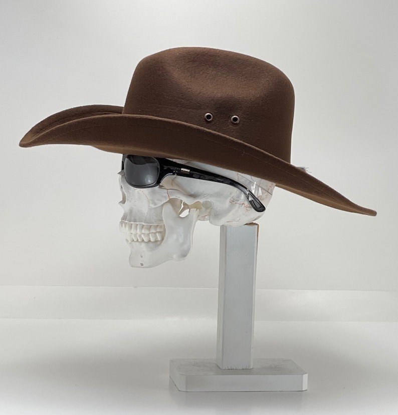 Black or Brown Felt Cowboy Hats, OUR BEST SELLER! with an elastic sweat bandana image 5