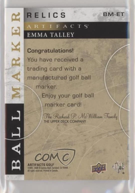 2021 Upper Deck Artifacts Ball Marker Relics Emma Talley #BM-ET Rookie RC - Image 2 of 2