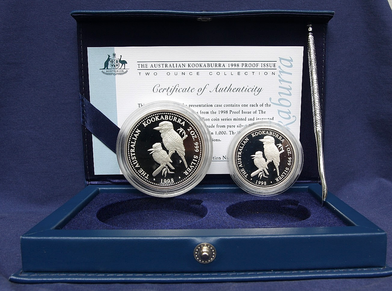 1998AUSTRALIAKOOKABURRA1OZ.-2OZ.PROOFSET*RARE*LASTONE**