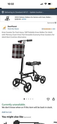 Foldable Knee Scooter with All Terrain Wheels and Attached Bag