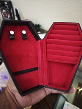 Coffin-Shaped Jewelry Box Black Red for Earrings, Rings, Bracelets
