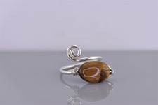 Handcrafted Sterling Silver Tigers Eye Swirled Wrap Around Band Ring 925 Sz: 7