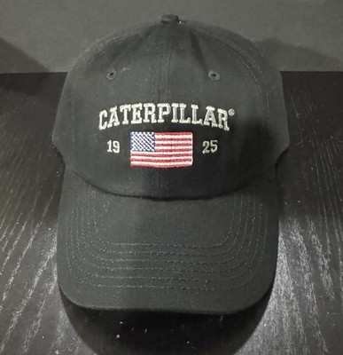 Caterpillar CAT Equipment USA Flag Black Cap/Hat 1925 Rare Sample
