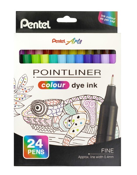 Pentel Pointliner Colour S40 Fineliner - Dye Ink, 0.4 Mm (6 X 24Er Set --image