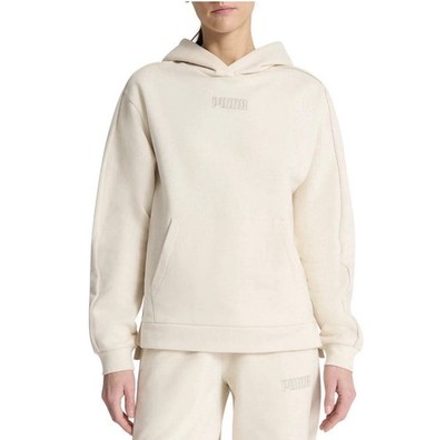 NEW Puma Women's XLarge Fleece Hoodie Cream Cotton Polyester Blend Relaxed Fit