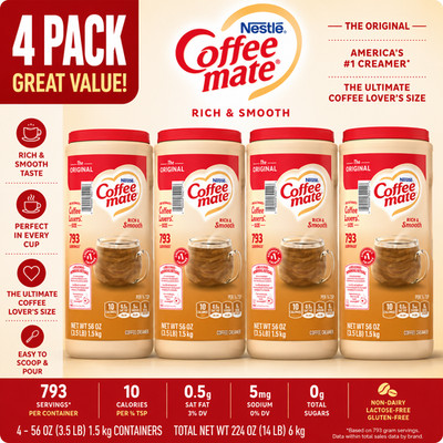 4-Pack Nestlé Coffee-mate Powdered Creamer, Original, 56 oz