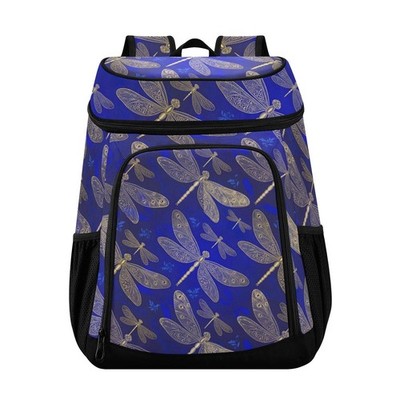 Dark Blue Gradient Dragonflies Cooler Backpack Insulated Waterproof Leak Proo...