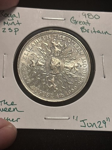 1980 Great Britain 25 Pence Queen Mother “jun29” 25p Queen Elizabeth - Picture 24 of 24