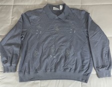 Vintage 90s Alfred Dunner Sweatshirt Blue Embroidered Floral Grandmacore Sz L