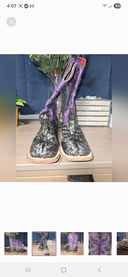 Mujer FERRINI * Cuero * Caimán * Botas Western Show * Talla 9/9.5 * 12" de Alto Foto 2 de 4