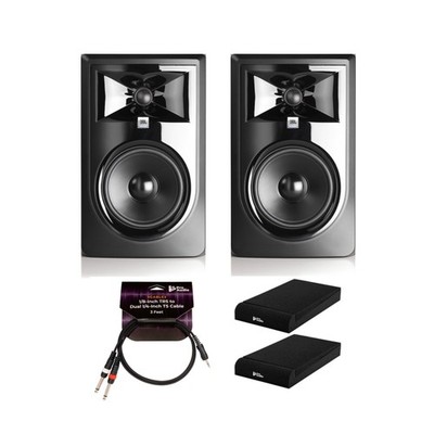 JBL 305P MkII Powered 5in Two-Way Studio Monitor (2) with Isolation Pad Bundle