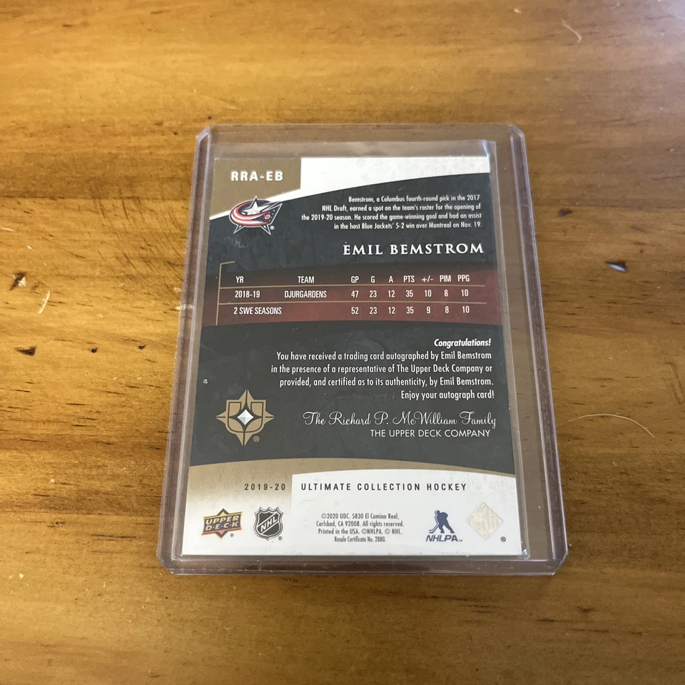 Emil Bemstrom Columbus Blue Jackets Auto /225 - Image 2 of 2