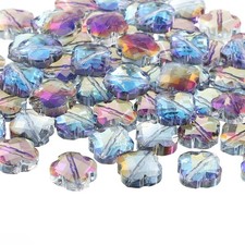 60 Pcs Transparent Shamrock Beads Jewelry Bracelet Making Supplies, Purple