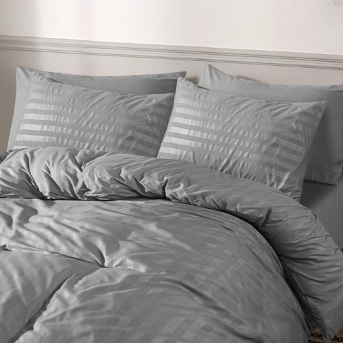 Luxury Duvet Cover Satin Stripe Quilt Covers Bedding Set Single Double King Size - Picture 51 of 76