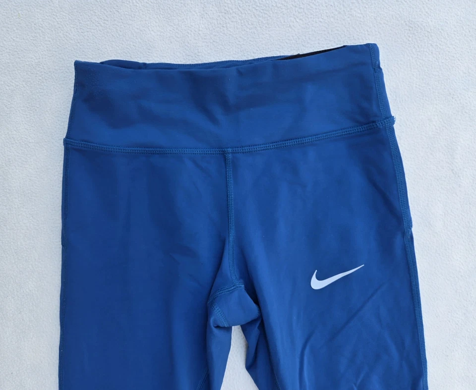 Nike Dri-FIT Running Tights XS Blue Reflective Capri Leggings Women's 842921-457 - Image 2 of 4