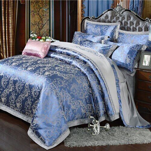 2023 home Satin jacquard deluxe bedding set soft bedding 4-piece set - Foto 10 di 42