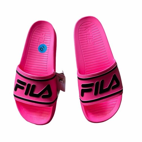 hot pink fila slides