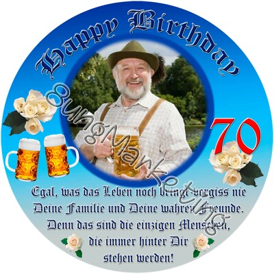 Cake topper birthday cake decoration with text and image (765)