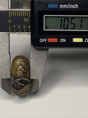 Antique Ojime Bronze / Gold Rabbit Bead Meiji Japan Netsuke Inro Mixed Metals - Picture 9 of 10
