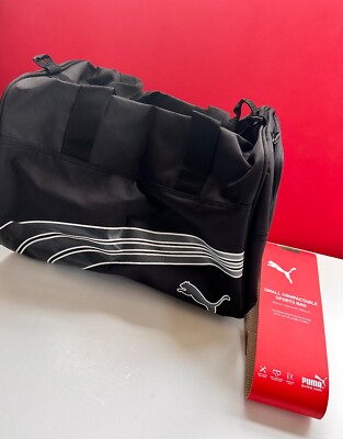 Puma Small Compactable Sports Duffel Travel Casual Black Bag AL2640 New  