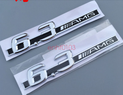 2x MERCEDES 6.3 AMG BADGE SIDE WING C63 S63 ML63 SL63 CLS CLK C E S CLASS
