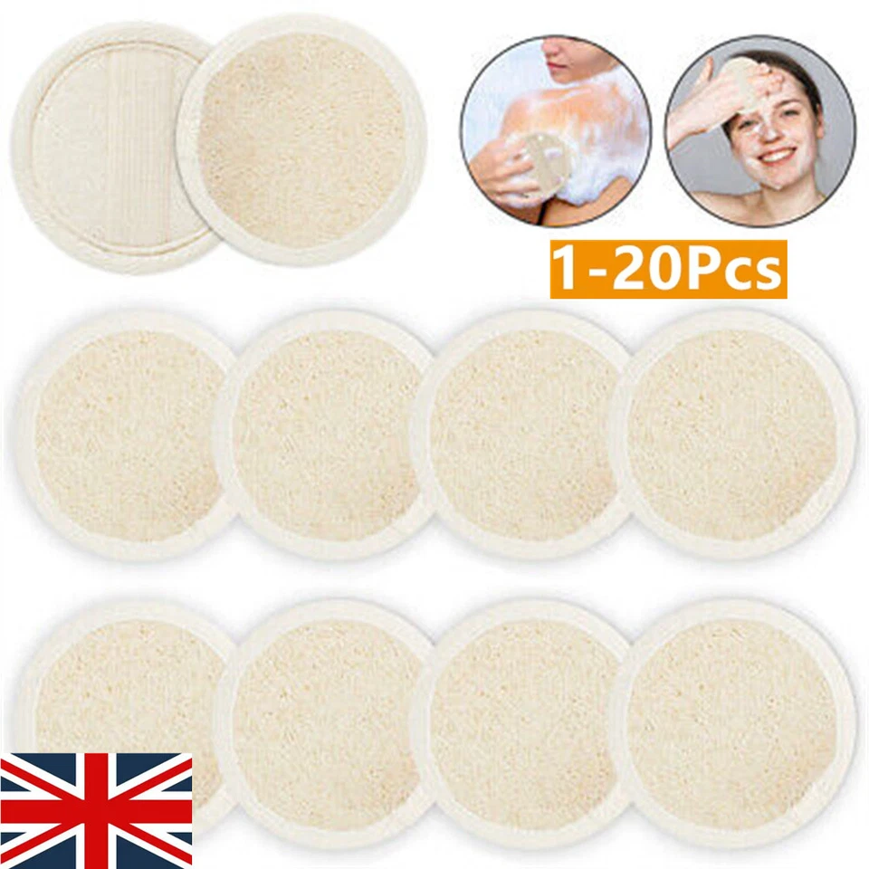 YANQUEENS Face Exfoliating Loofah Pads Scrubber, 1-20X Luffa Facial Cleanser Sponges loofa