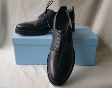 Lanvin 8 UK 9 US Plain Toe Platform Derby Oxford Black Leather Lace Up Shoes