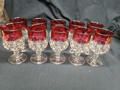Set Of 10 VintyTiffen King's Crown Ruby Flashed 5-3/4'' Wine Goblet