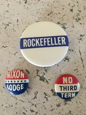 Lot of 3 Vintage Misc Presidential candidate NIXON LODGE ROCKEFELLER buttons 