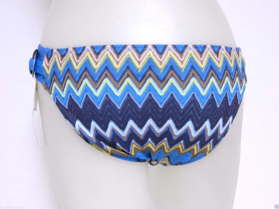 Pantalones de Bikini Perry Ellis Pequeño Azul Chevron Rayas Crochet Nuevo con Etiquetas S Foto 4 de 4