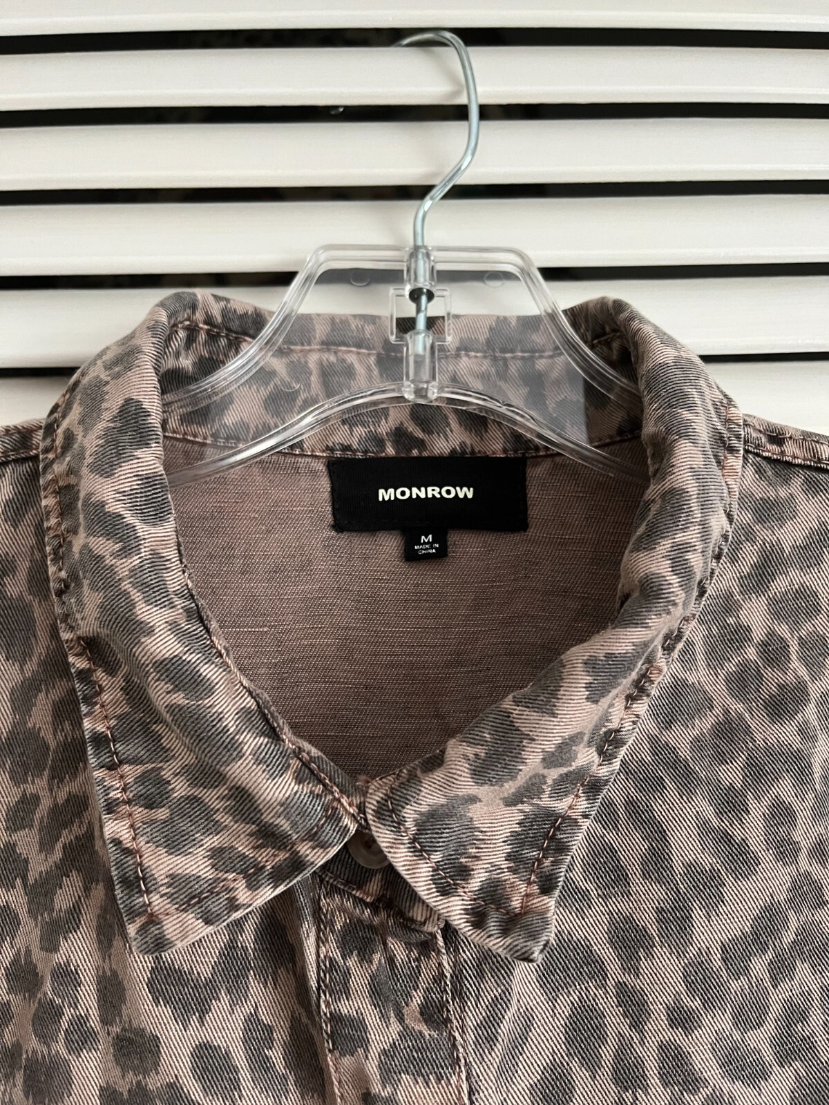 Monrow Mini Leopard Basic Shirt brown women’s med… - image 3