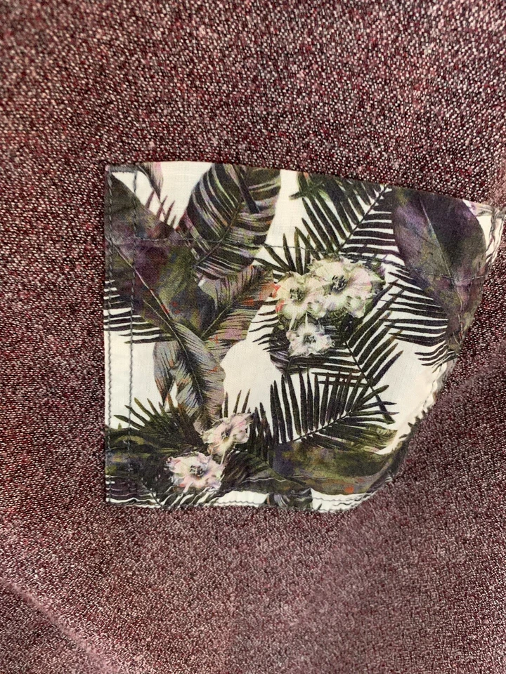 Camisa Floral ON THE BYAS Granate Púrpura Manga Larga Botón Frontal Talla Grande G4 Foto 3 de 4