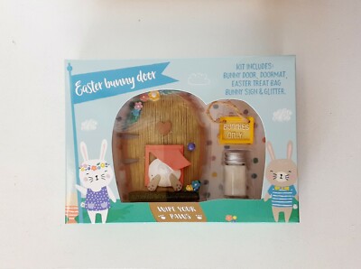 Easter Bunny Welcome Door Set Figurine Treat Bag Glitter Sign Kit Party Gift