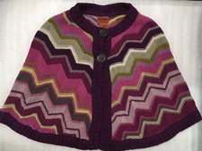 Missoni for Target Girls Shoulder Wool Cape Poncho Kids M Purple Chevron Zig Zag