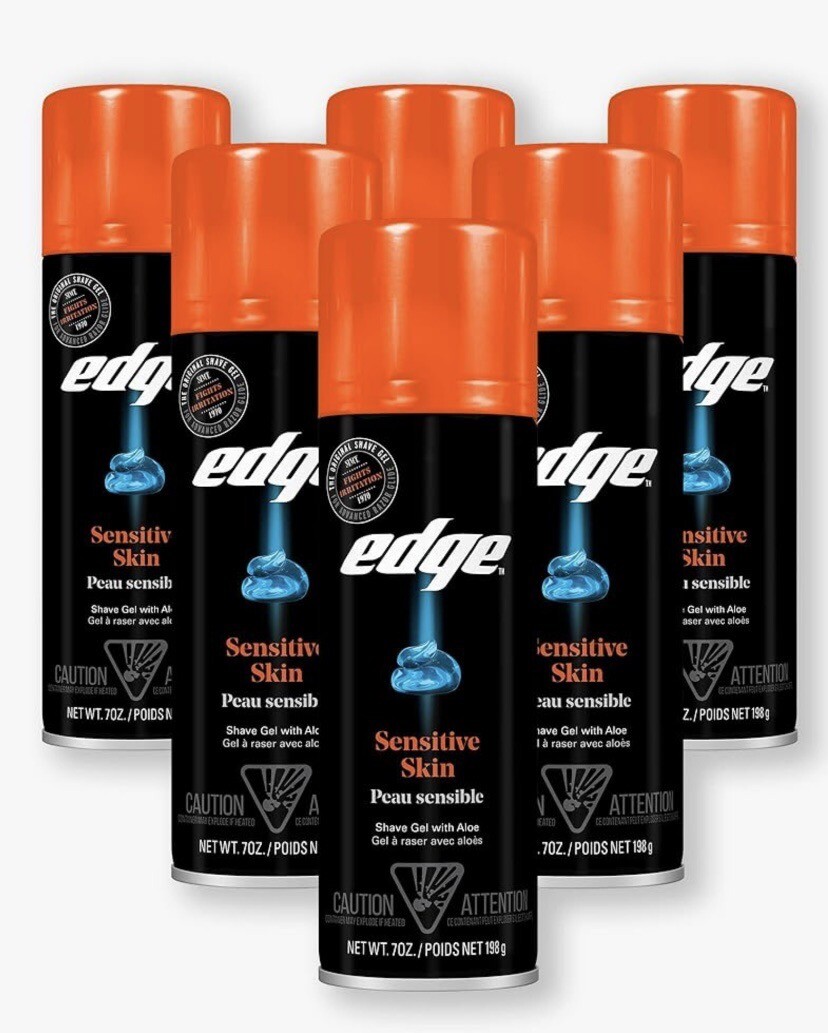 6X Edge Sensitive Skin Shave Gel for Men with Aloe 7 Oz Each Falak