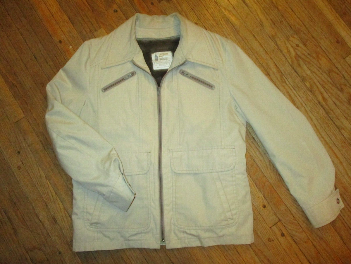 ビンテージ vtg men's LONDON FOG JACKET Beige Tan Khaki Zip-Up Removable Fur