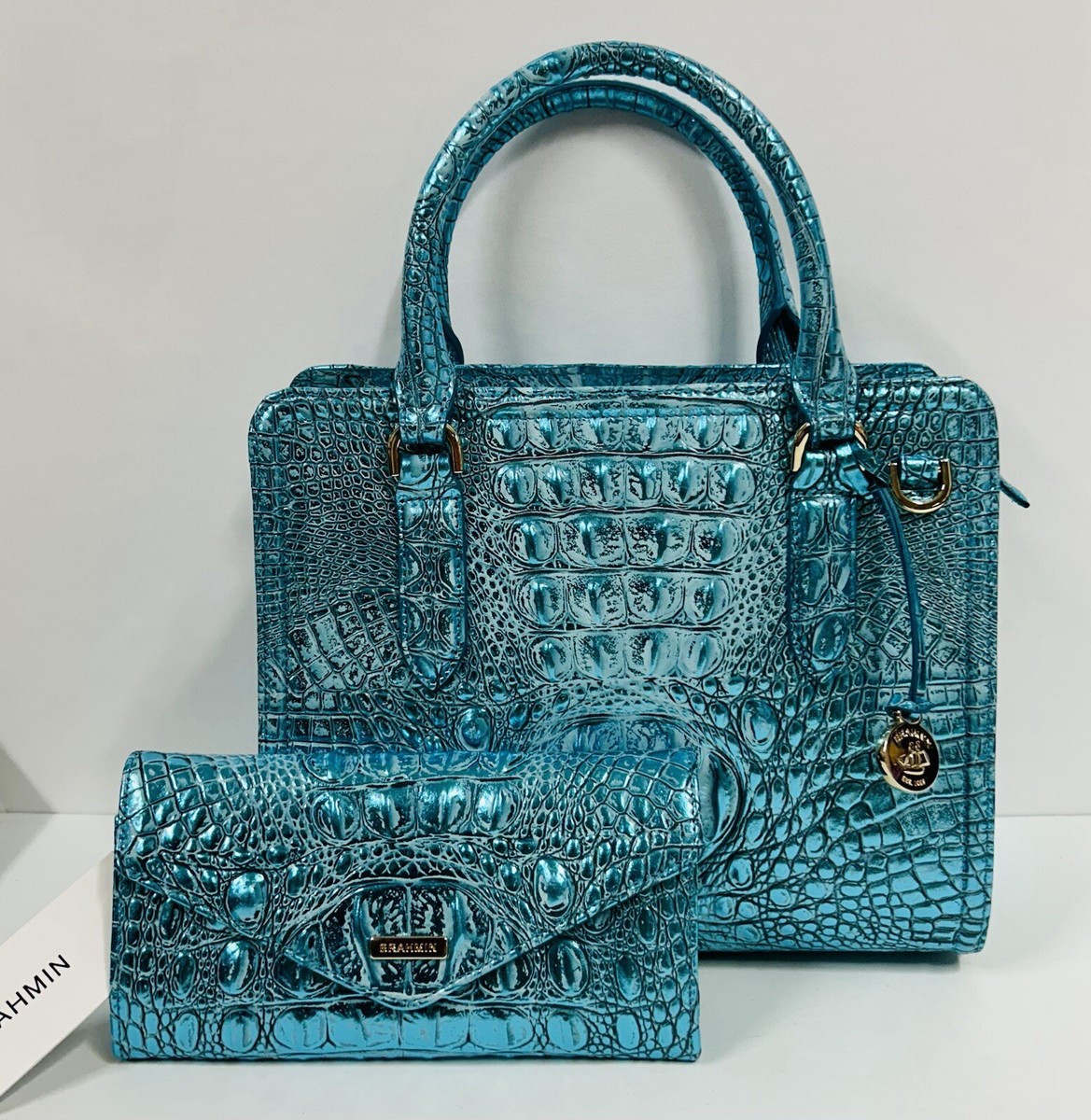 カメリア BRAHMIN NWT CAMI AQUA POTION SATCHEL & VERONICA WALLET ~ GENUINE