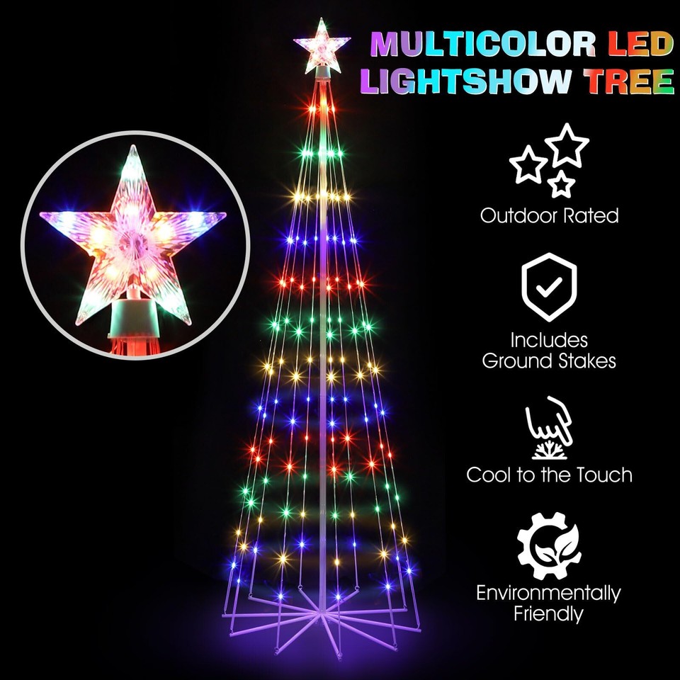 OUSHENG 6' Multicolor LED Animated Outdoor Christmas Tree Lightshow Decoratio... eBay