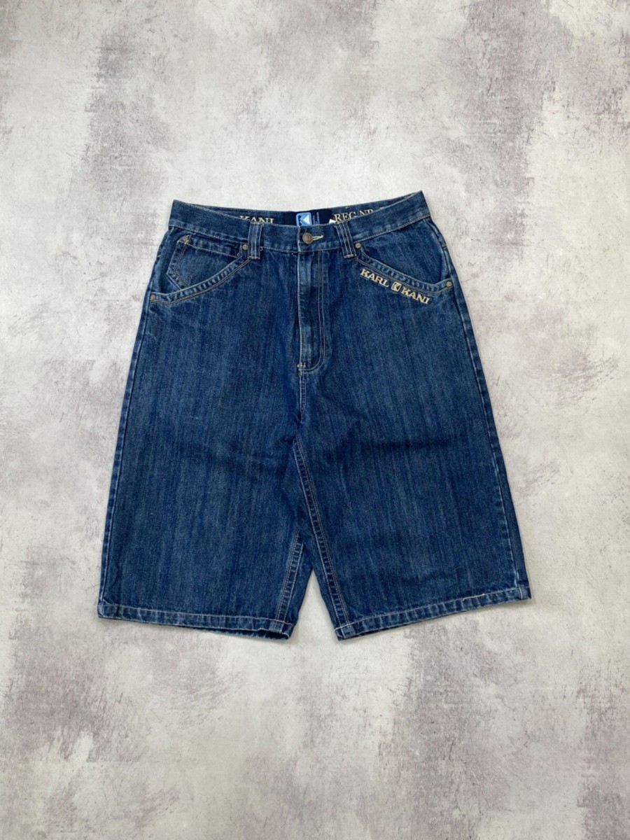 Vintage Karl Kani Big Logo Denim Baggy Rap Shorts Jnco Style