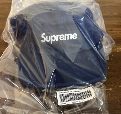 SUPREME WASHED CHINO TWILL CAMP CAP NAVY OS SS24 WEEK 1 (AUTHENTIC