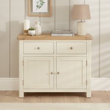 Sideboard 2 Door 2 Drawer Oak Top Marbury Cream Painted Medium Furniture Storage