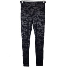 SPANX Faux Leather Legging Womens M Matte Black Camo High Rise 20185R Slimming