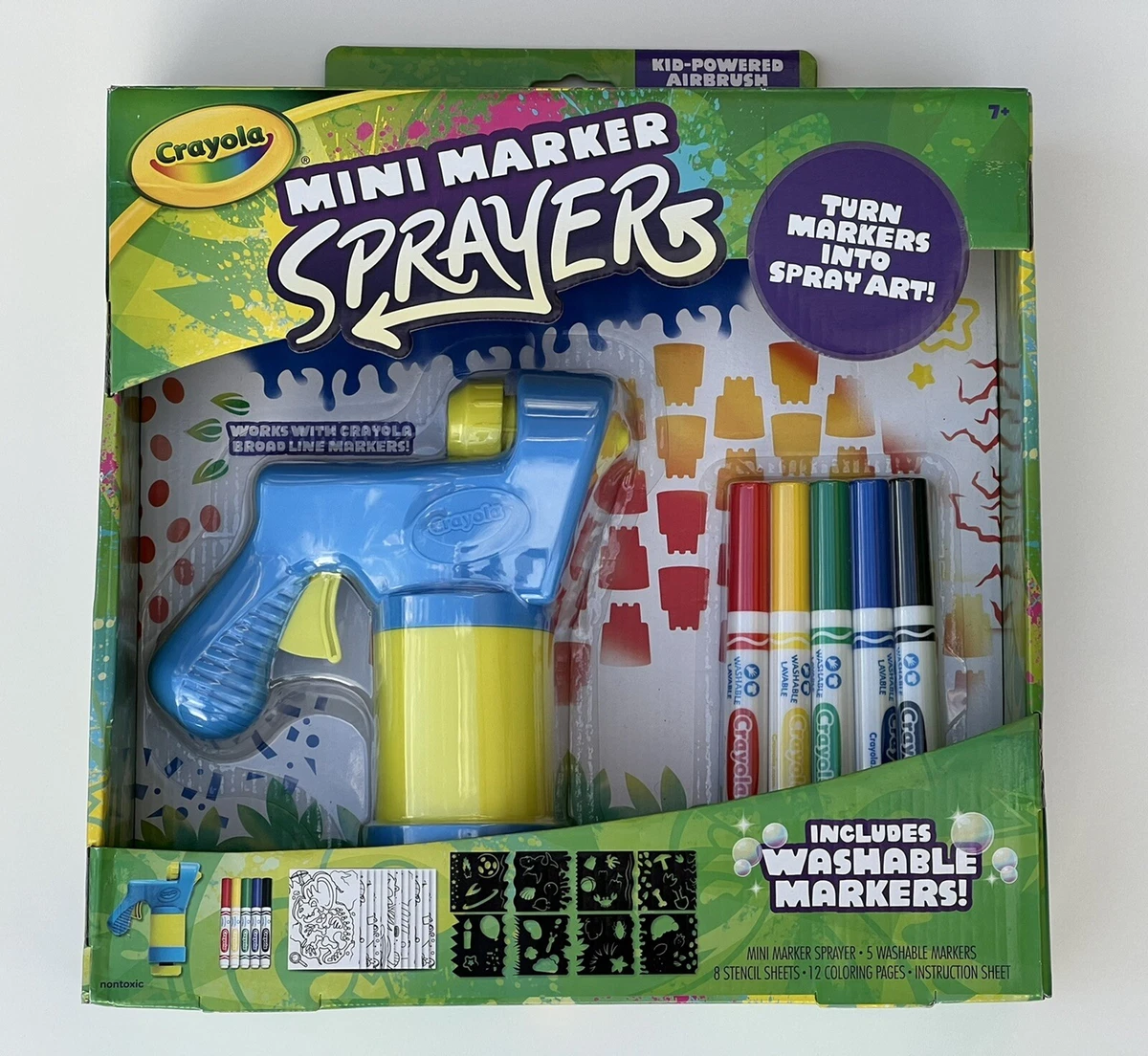 Crayola Mini Marker Sprayer, Marker Airbrush Kit, Gift for Kids, 7, 8, 9,  10