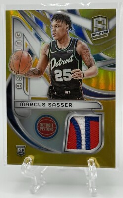 Marcus Sasser 2023-24 Panini Spectra Aspiring Patches Gold Prizm RC /10! Pistons
