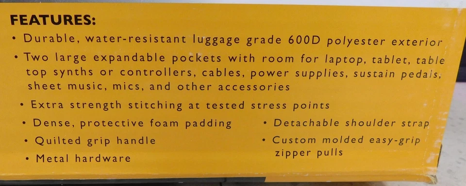 Kaces 11-KB Xpress Series 76-Key Keyboard Bag - Black - 51" x 17.5" x 6.5" - Image 3 of 4