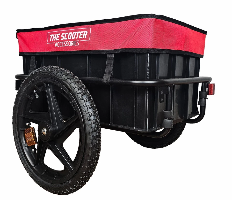 Remolque de carga para scooter de movilidad eléctrica. Resistente con neumáticos grandes de alta resistencia. Foto 4 de 4