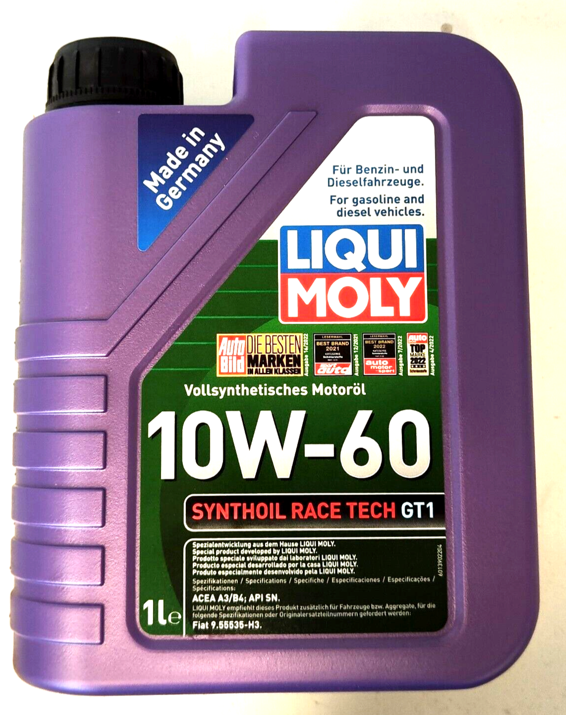 1 Litro Synthoil Race Tech GT1 10W60 Liqui Moly 100% sintetico alte prestazioni
