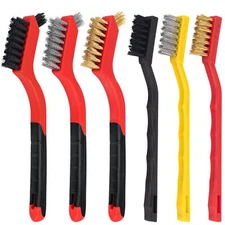 Small Wire Brush Set 6Pcs, Stainless Steel/Brass/Nylon/Bristle Mini Wire Brushes