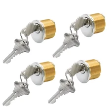 4PCS Brass Mortise Door Cylinder Locks 1 inch Keyed Different Mortise Cylinder